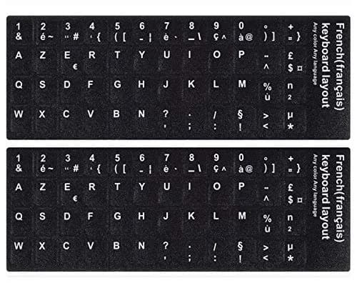 CaseBuy French Keyboard Stickers 2-Pack | Matte Vinyl with White Letters for Laptops & PCs thumbnail 1