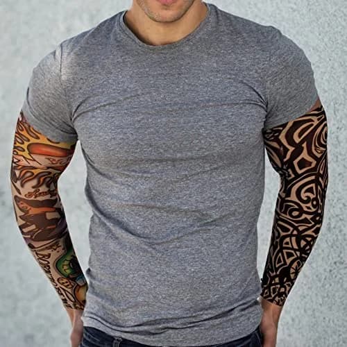YARIEW Temporary Tattoo Sleeves for Men Arm Sleeves | Realistic Sun Protection & Party Decor (15.4 inch, stretchable) thumbnail 4