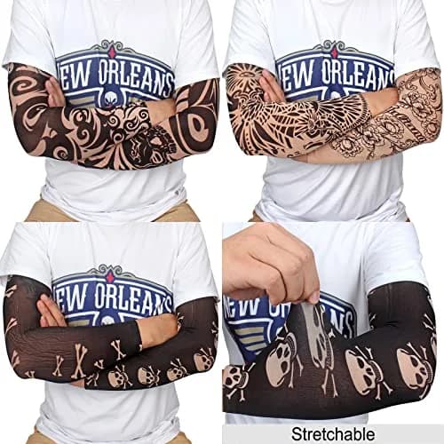 YARIEW Temporary Tattoo Sleeves for Men Arm Sleeves | Realistic Sun Protection & Party Decor (15.4 inch, stretchable) thumbnail 2