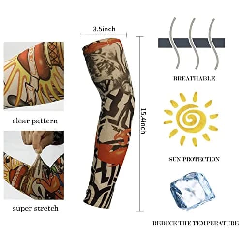 YARIEW Temporary Tattoo Sleeves for Men Arm Sleeves | Realistic Sun Protection & Party Decor (15.4 inch, stretchable) thumbnail 3