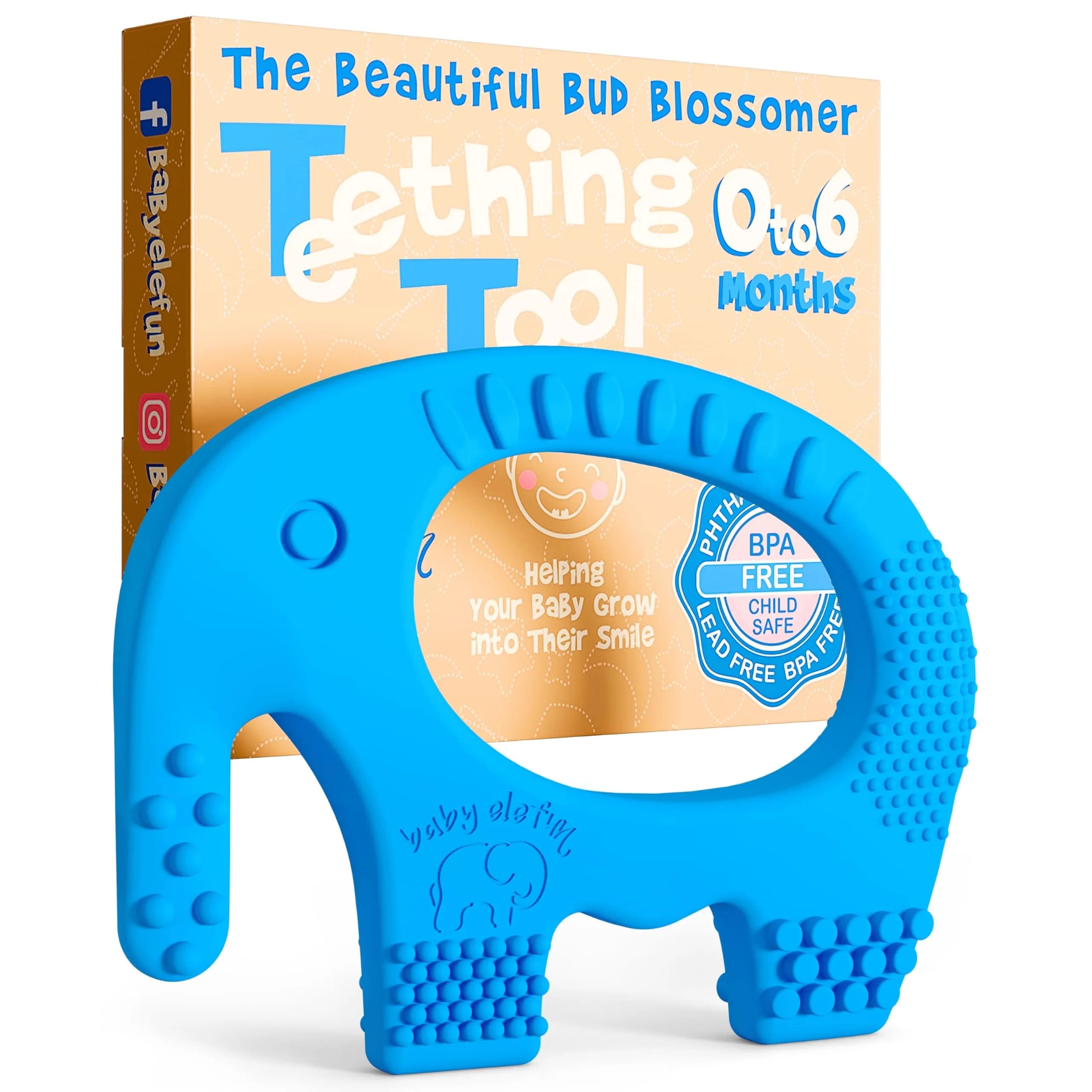 Baby Elefun Baby Teething Rings 0-6 Months | 5X Pain Relief, Non-Toxic Silicone, Portable & Safe — 0-6 Blue / 0-6 Мonths