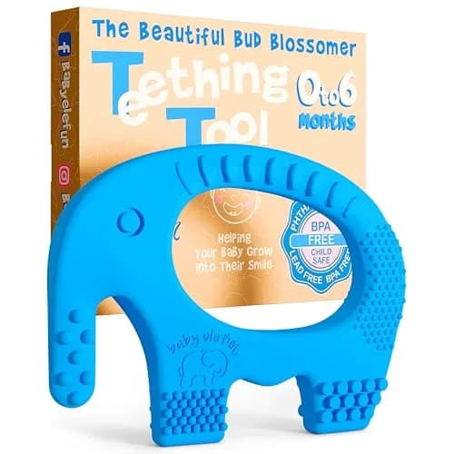 Baby Elefun Baby Teething Toys 0-6 Months | 5X Pain Relief, Non-Toxic Silicone, Portable & Safe (Blue) thumbnail 1