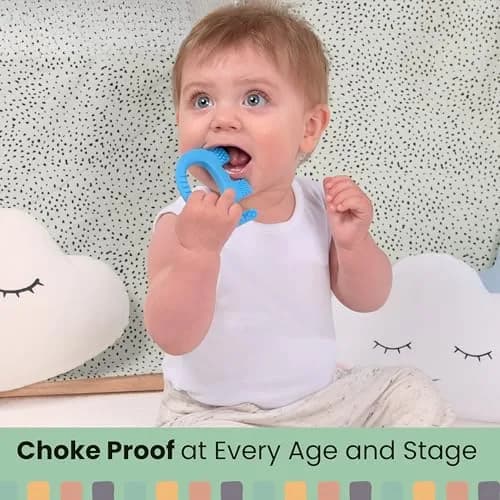 Baby Elefun Baby Teething Toys 0-6 Months | 5X Pain Relief, Non-Toxic Silicone, Portable & Safe (Blue) thumbnail 7