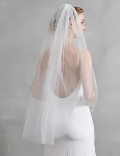 BEAUTELICATE Wedding Bridal Veil with Comb 1 Tier Cut Edge | Elegant 118" Cathedral Length Tulle thumbnail 2
