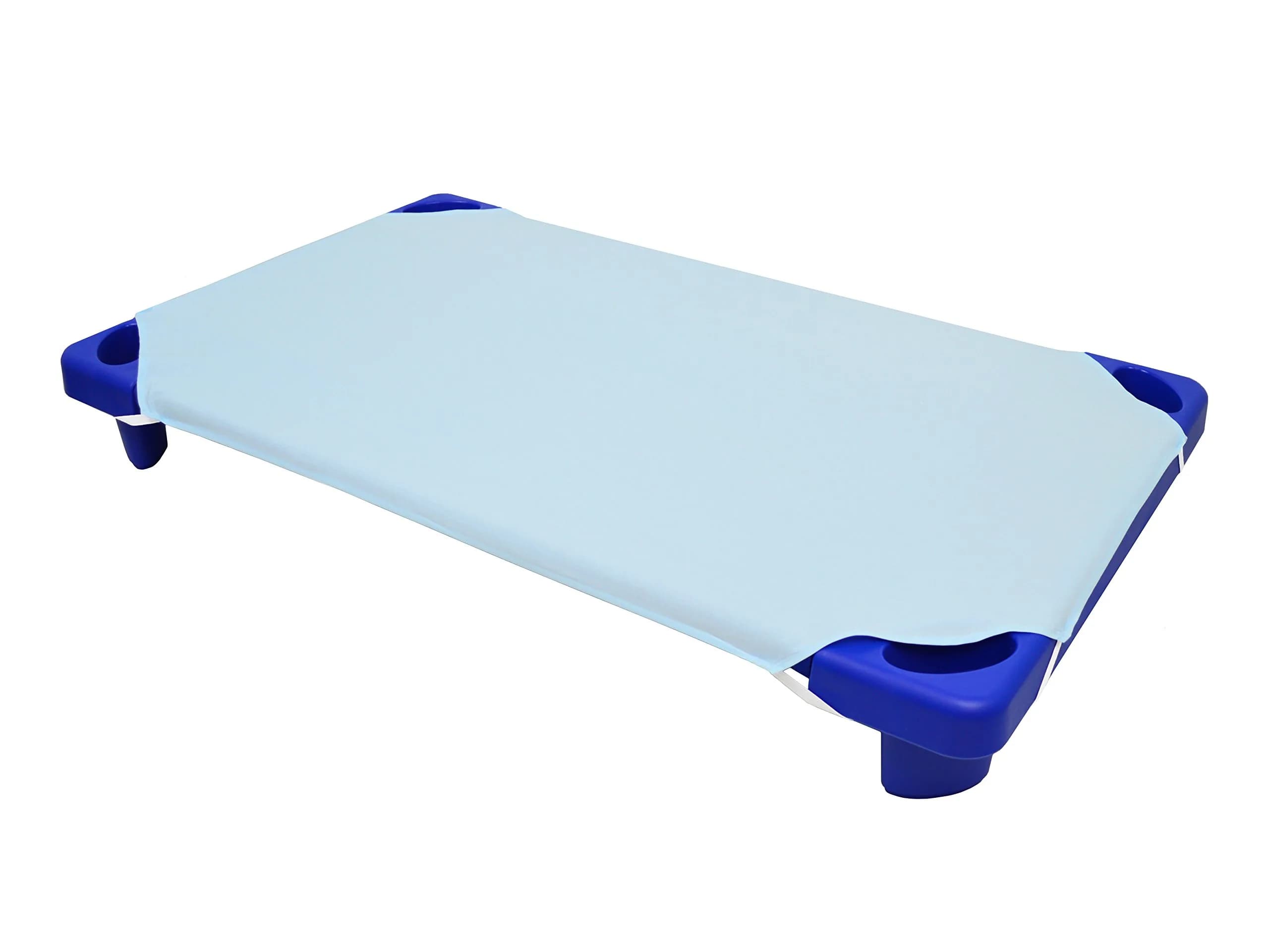 American Baby Company Natural Cotton Percale Toddler Cot Sheet 58cm x 102cm (23" x 40") | Soft Breathable Daycare Sheet — Blue / 23" x 40"