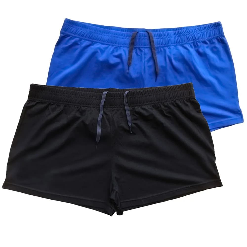palglg Mens Bodybuilding Shorts 3 Inch Inseam Cotton | Perfect for Workout & Casual Wear — Black+blue Pln-3 Inseam-no Pockets