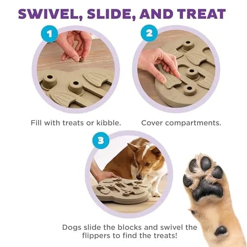 Outward Hound Dog Hide N' Slide Treat Puzzle Toy Level 2 Intermediate Tan | Interactive Dog Enrichment thumbnail 3