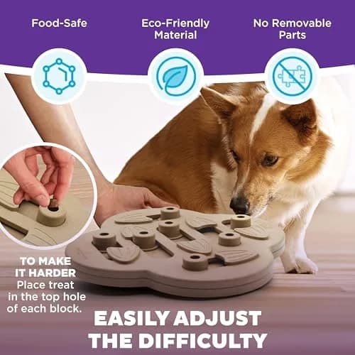 Outward Hound Dog Hide N' Slide Treat Puzzle Toy Level 2 Intermediate Tan | Interactive Dog Enrichment thumbnail 4