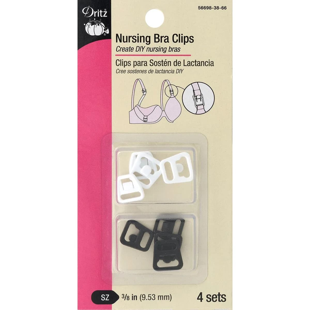 Dritz Top Bra Clips, Black & White, 3/8-Inch | Easy Nursing Access, Fits Bras & Sleepwear