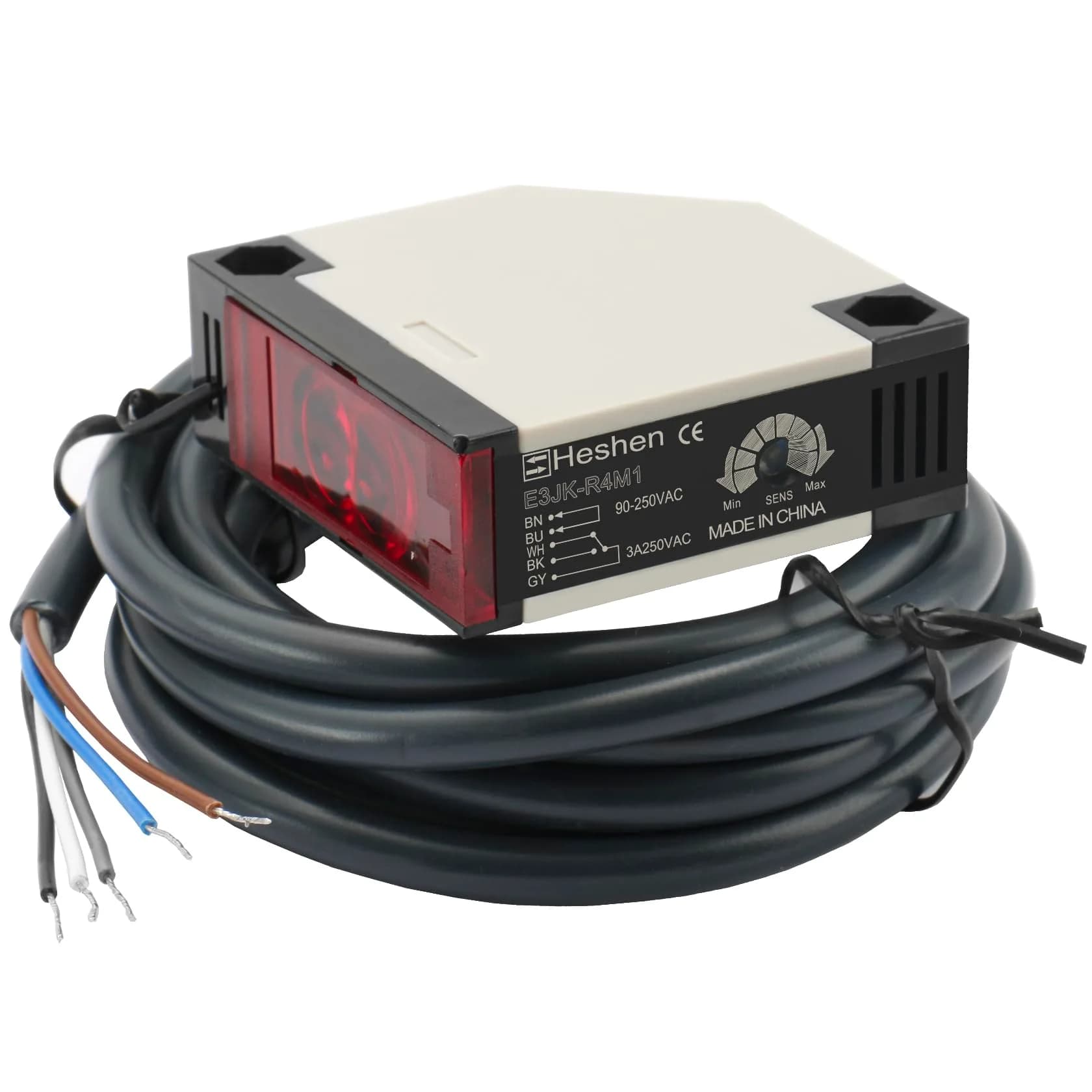 Heschen Photoelectric Sensor Switch AC90-250V Feedback Reflection Type with 4m Monitoring Distance - main product image