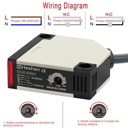 Heschen Photoelectric Sensor Switch AC90-250V Feedback Reflection Type with 4m Monitoring Distance thumbnail 3
