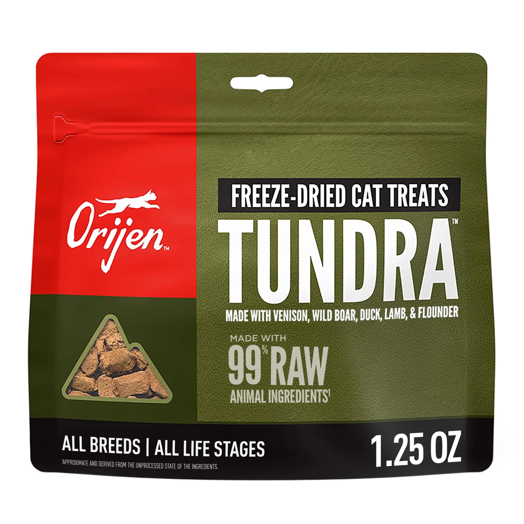 ORIJEN TUNDRA Freeze Dried Cat Treats 1.25oz (35g) | 99% Animal Ingredients, High Protein, 1 Calorie Each - main product image