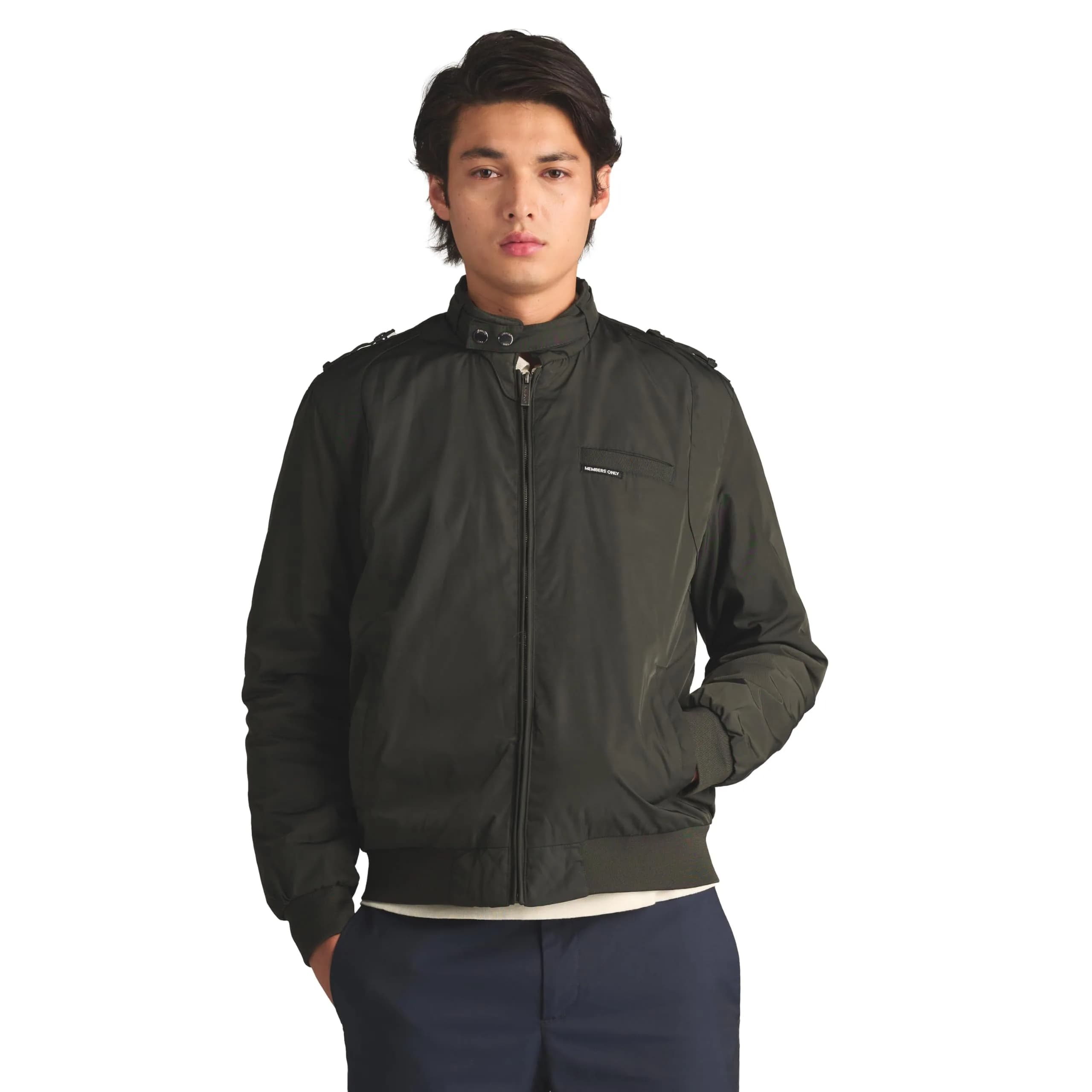 Members Only Men's Iconic Racer Quilted Lining & Slim Fit Jacket (Dark Green, Small) | Slim Fit Windbreaker for Men