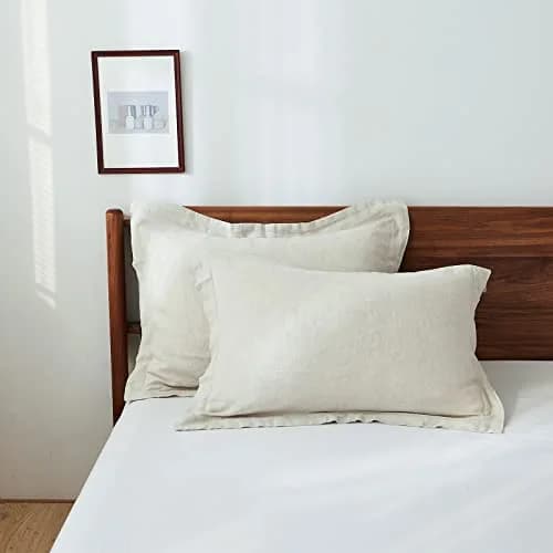 King Linens 100% Linen Pillow Shams Pack of 2 | Soft, Breathable & Eco-Friendly (20'' x 26'') thumbnail 1