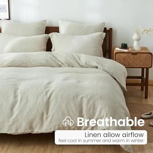 King Linens 100% Linen Pillow Shams Pack of 2 | Soft, Breathable & Eco-Friendly (20'' x 26'') thumbnail 3