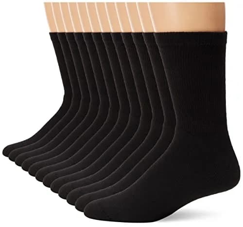 Hanes Classics Men's Crew Socks Multi-Pack Black 12 Pairs | Odor-Free Comfort thumbnail 1