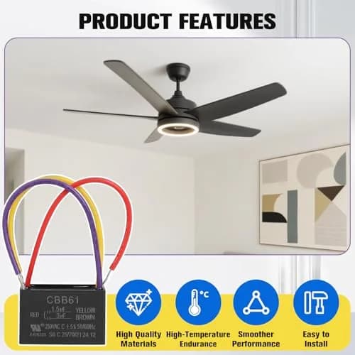 Podoy CBB61 Ceiling Fan Capacitor 1.5uf+3uf Dual Wire Pack of 2 | 250VAC Rated for Smooth Fan Operation thumbnail 5