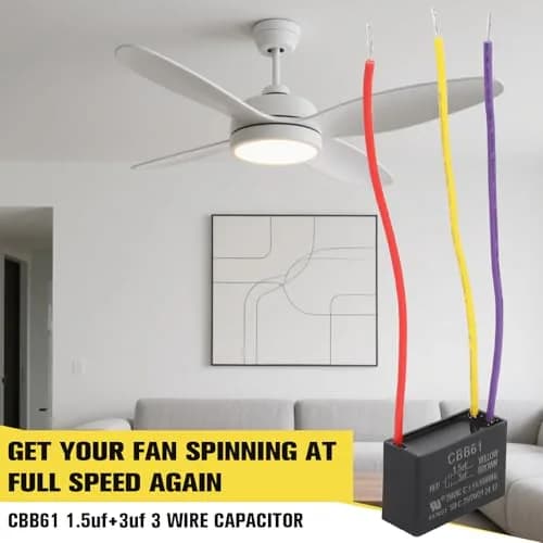 Podoy CBB61 Ceiling Fan Capacitor 1.5uf+3uf Dual Wire Pack of 2 | 250VAC Rated for Smooth Fan Operation thumbnail 7