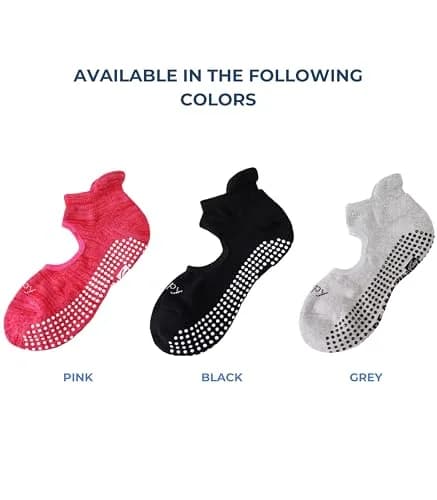 Live Happy Be Healthy Pilates Socks with Grips for Women Non Slip | Toeless, Ankle Length, Cotton, 3 Pairs thumbnail 7