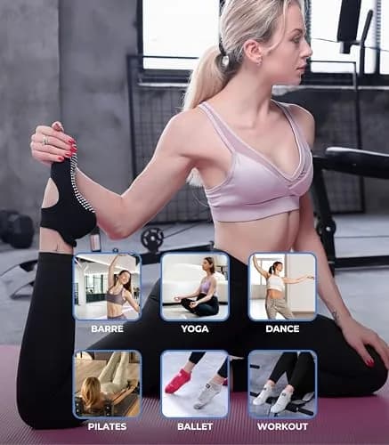 Live Happy Be Healthy Pilates Socks with Grips for Women Non Slip | Toeless, Ankle Length, Cotton, 3 Pairs thumbnail 2
