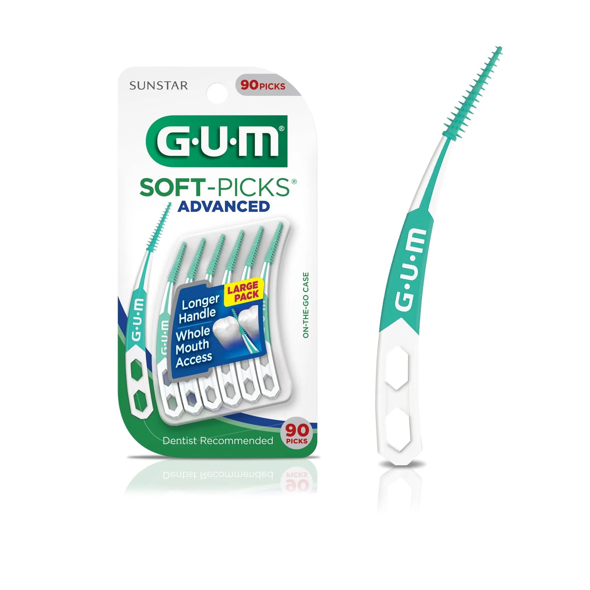 GUM Soft-Picks Advanced Interdental Picks 90 Count | Dentist Recommended for Plaque Removal — White
