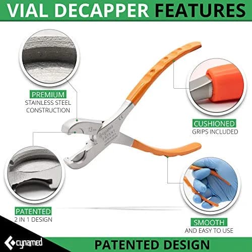 Cynamed Twin Action Decapper Pliers - Perfect for Decapping 13mm & 20mm Vials | German Stainless Steel thumbnail 4