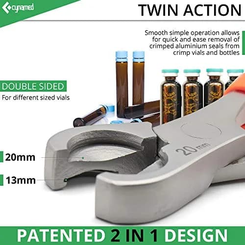 Cynamed Twin Action Decapper Pliers - Perfect for Decapping 13mm & 20mm Vials | German Stainless Steel thumbnail 2