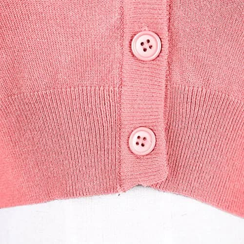 Urban CoCo Women's Cropped Cardigan V-Neck Button Down Sweater 3/4 Sleeve (M, Pink) | Lightweight & Breathable for Indian Climate thumbnail 5