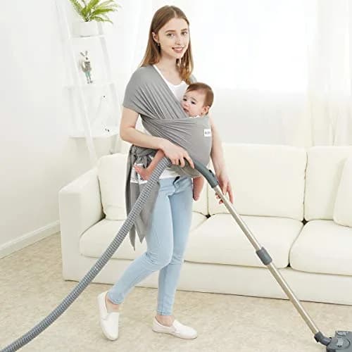 ACRABROS Baby Wrap Carrier Grey | Soft, Breathable, Hands-Free for Newborns to 35 lbs thumbnail 5