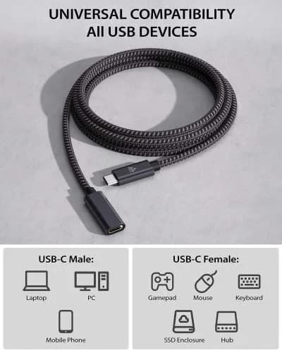 Faracent USB C Extension Cable 1m (3.3ft) 20Gbps 240W 4K@60Hz USB 3.2 thumbnail 4