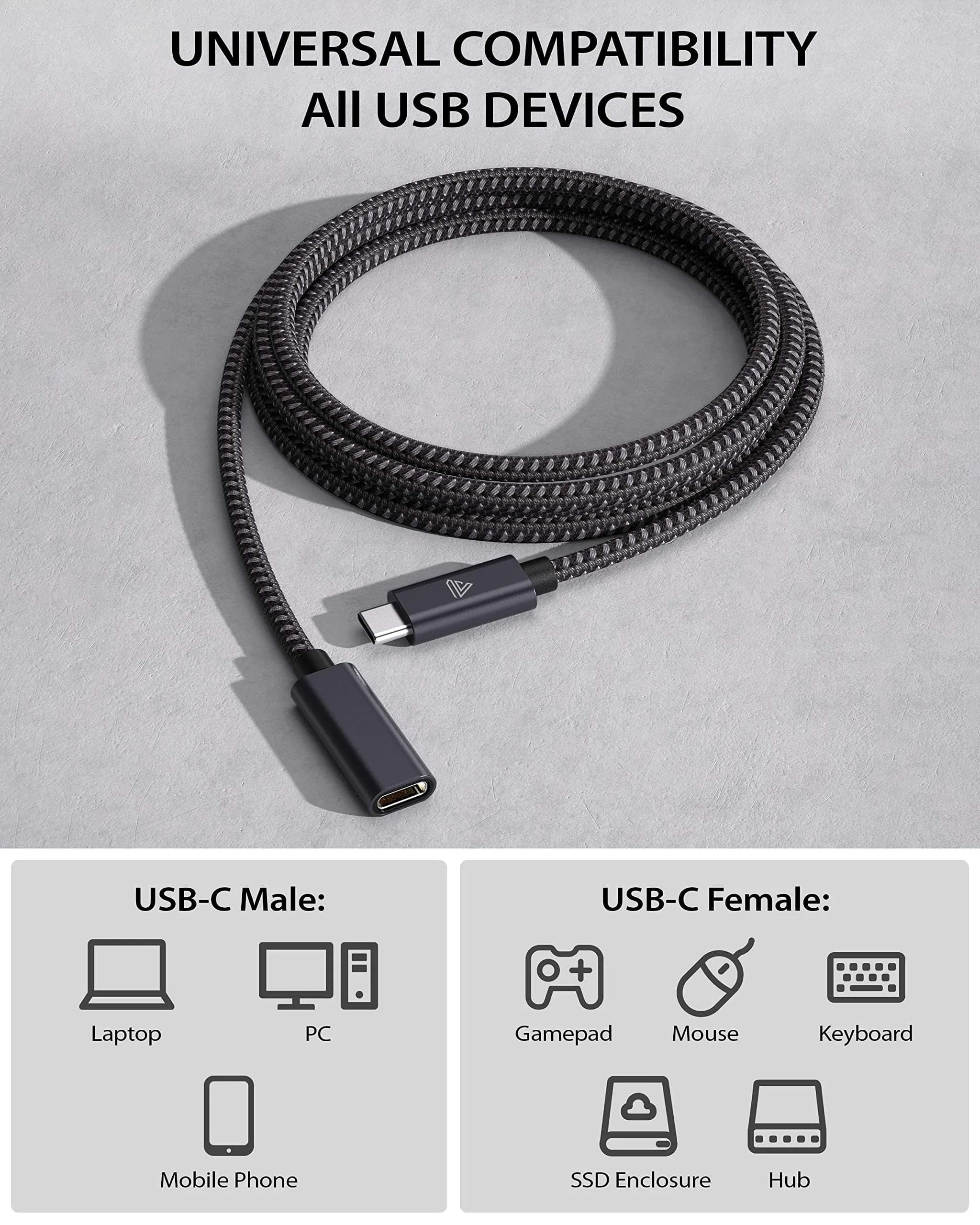 Faracent USB C Extension Cable 1m (3.3ft) 20Gbps 240W 4K@60Hz USB 3.2 - view 4