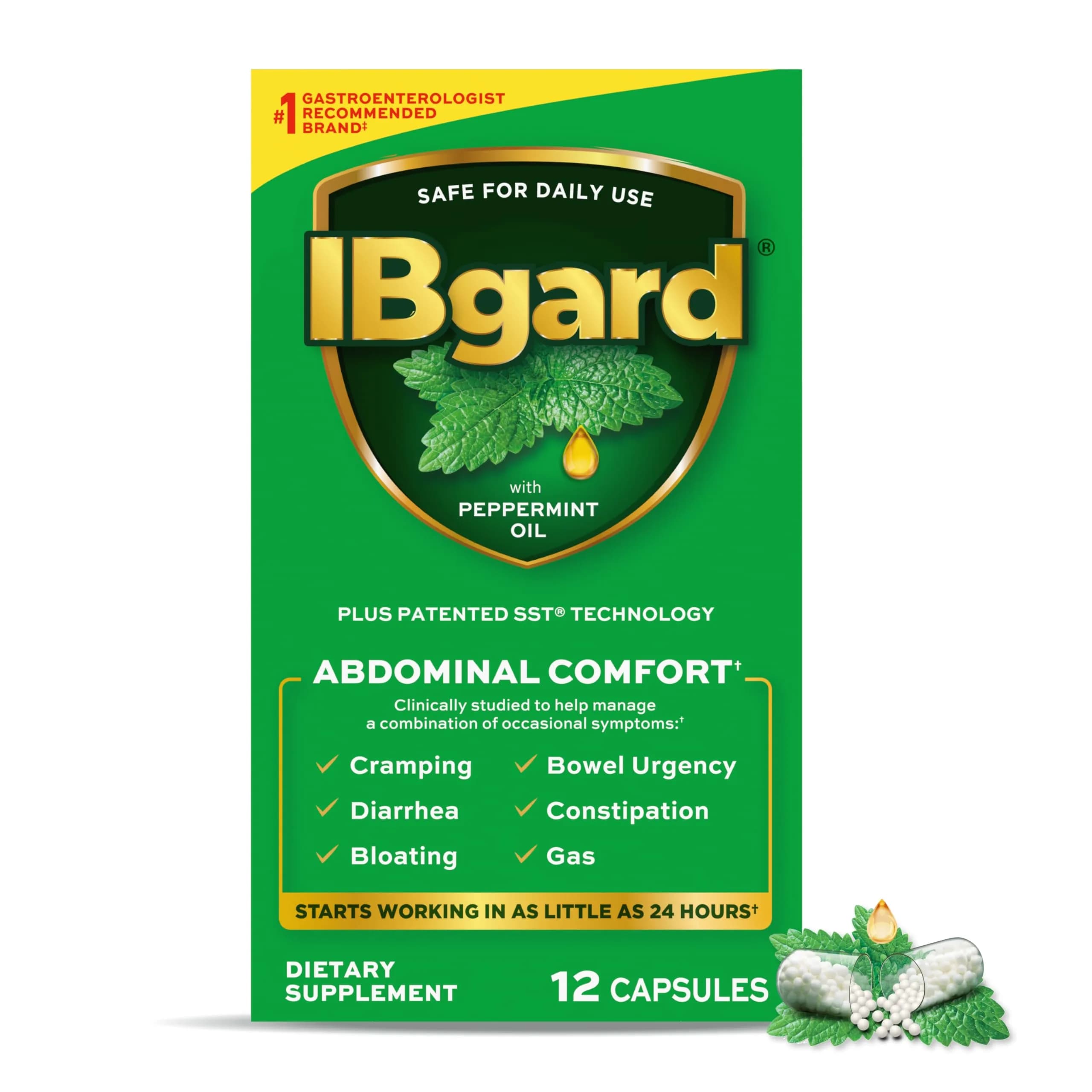 IBgard Gut Health Supplement Peppermint Oil Capsules 96 Count | Supports Abdominal Comfort