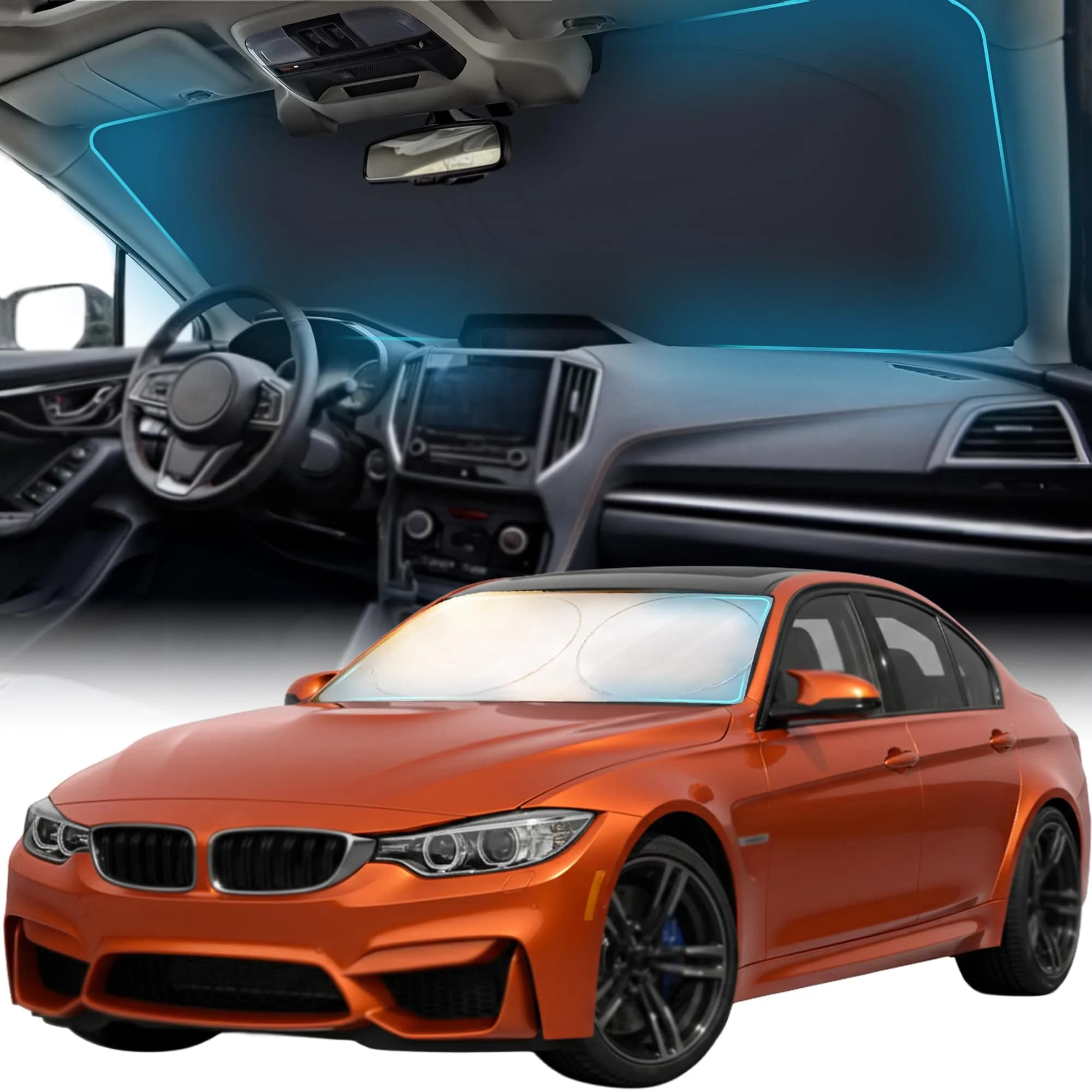 FORTEM Windshield Sun Shade - Standard Size (59" x 31" / 150cm x 79cm) | Blocks Heat & UV Rays - main product image