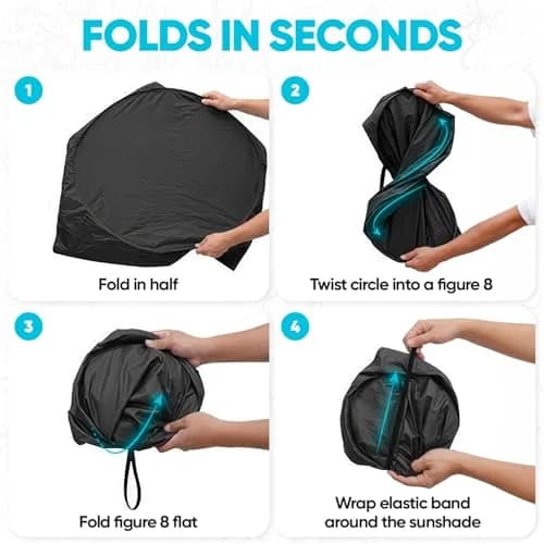FORTEM Windshield Sun Shade - Standard Size (59" x 31" / 150cm x 79cm) | Blocks Heat & UV Rays thumbnail 7