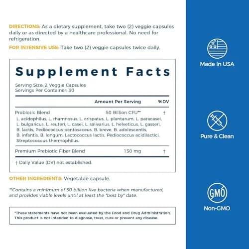 NewRhythm Probiotics 50 Billion CFU 20 Strains 60 Veggie Capsules | Targeted Release Stomach Acid Resistant thumbnail 7