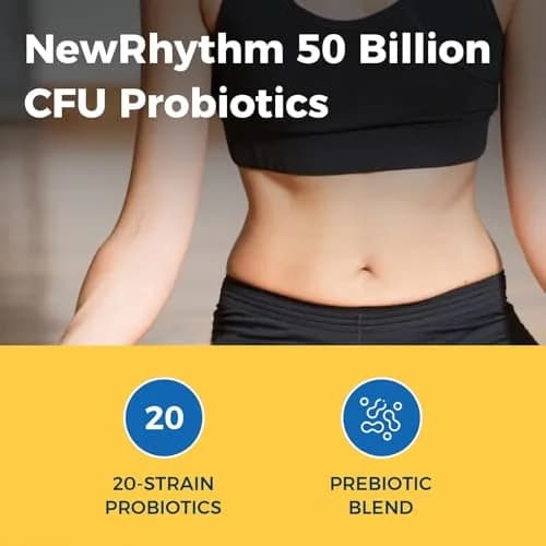 NewRhythm Probiotics 50 Billion CFU 20 Strains 60 Veggie Capsules | Targeted Release Stomach Acid Resistant thumbnail 3