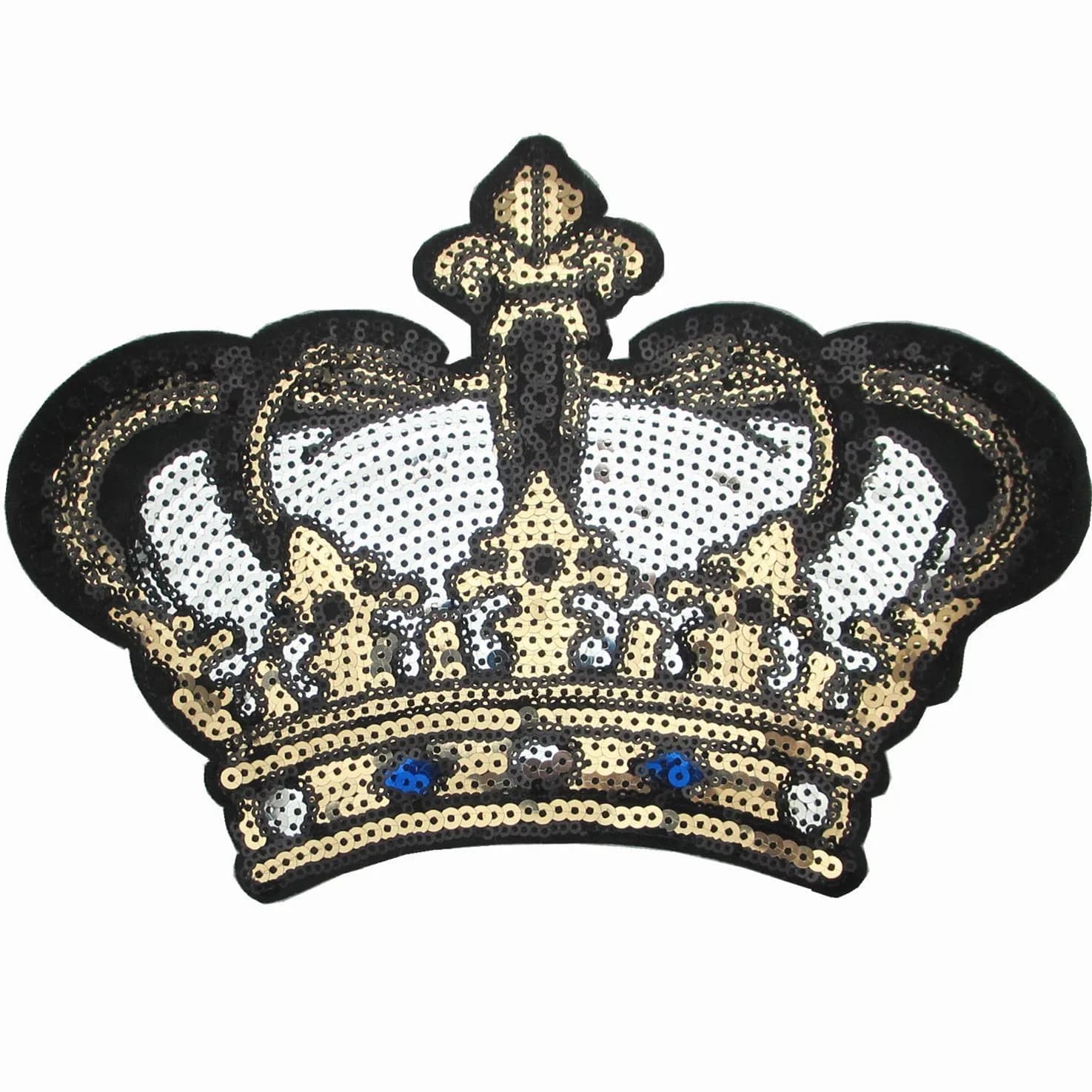 Dandan DIY Embroidered Sequin Patch with Crown Motif 24cm (9.5'') | Sew-on or Iron-on Applique for Clothing & Crafts - main product image