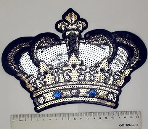 Dandan DIY Embroidered Sequin Patch with Crown Motif 24cm (9.5'') | Sew-on or Iron-on Applique for Clothing & Crafts thumbnail 4