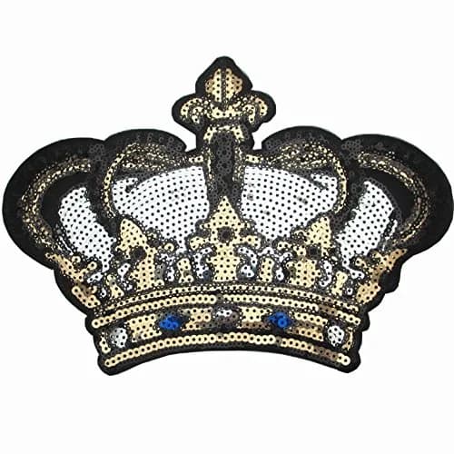 Dandan DIY Embroidered Sequin Patch with Crown Motif 24cm (9.5'') | Sew-on or Iron-on Applique for Clothing & Crafts thumbnail 1