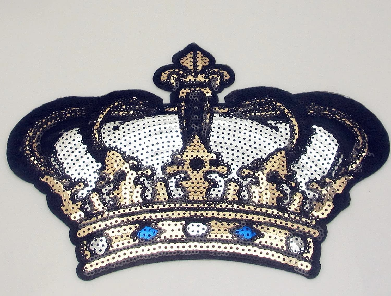 Dandan DIY Embroidered Sequin Patch with Crown Motif 24cm (9.5'') | Sew-on or Iron-on Applique for Clothing & Crafts - view 2