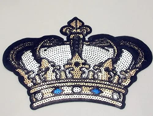 Dandan DIY Embroidered Sequin Patch with Crown Motif 24cm (9.5'') | Sew-on or Iron-on Applique for Clothing & Crafts thumbnail 2