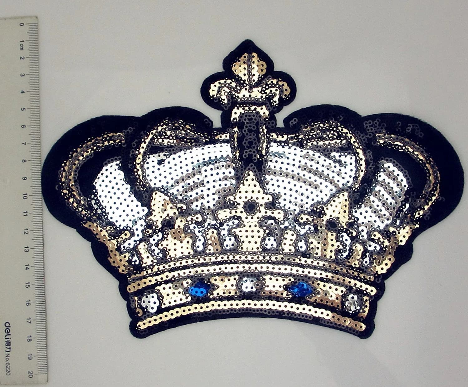 Dandan DIY Embroidered Sequin Patch with Crown Motif 24cm (9.5'') | Sew-on or Iron-on Applique for Clothing & Crafts - view 3