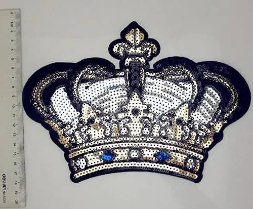 Dandan DIY Embroidered Sequin Patch with Crown Motif 24cm (9.5'') | Sew-on or Iron-on Applique for Clothing & Crafts thumbnail 3