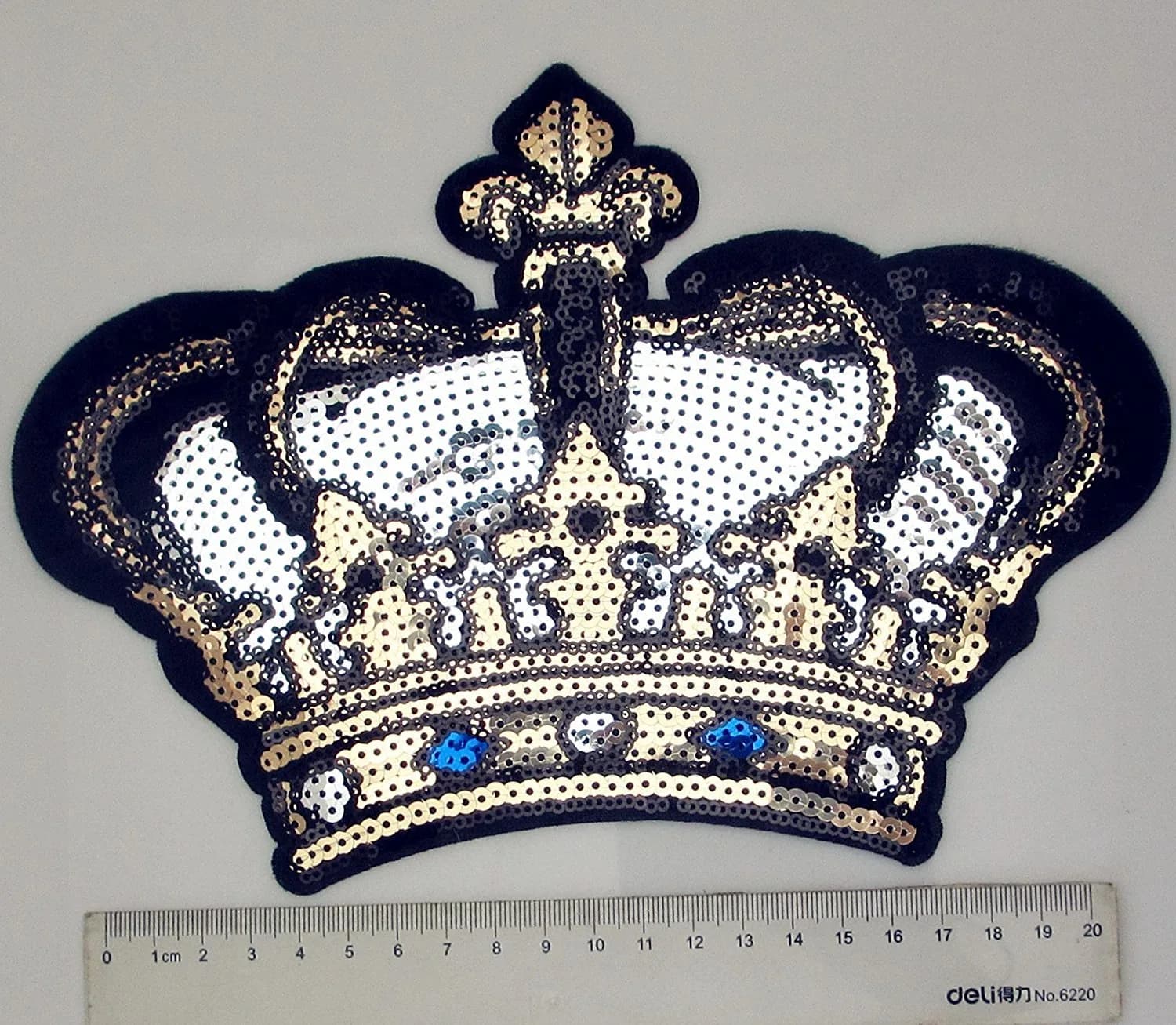 Dandan DIY Embroidered Sequin Patch with Crown Motif 24cm (9.5'') | Sew-on or Iron-on Applique for Clothing & Crafts - view 4