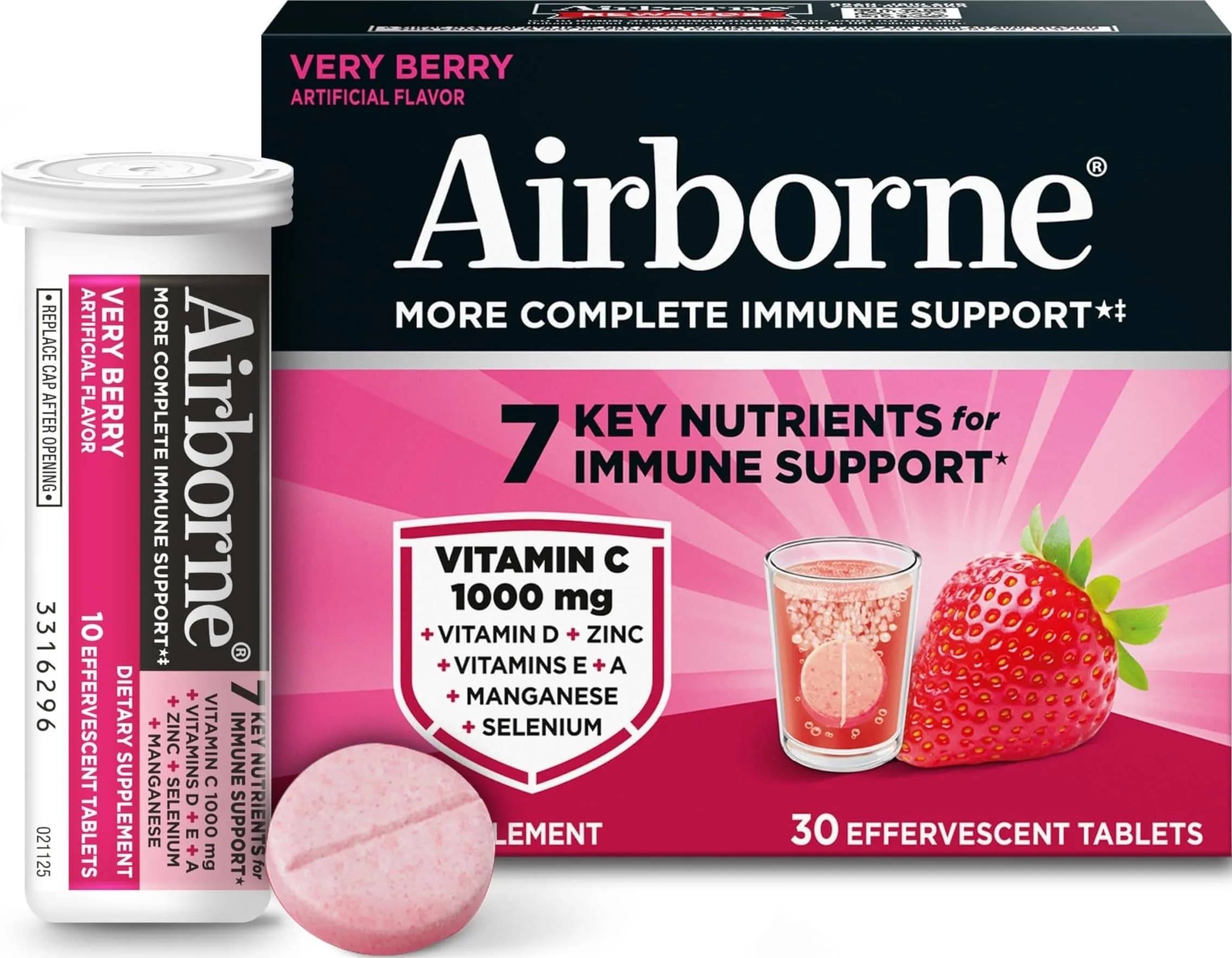 Airborne Immune Support Effervescent Tablets, Very Berry Flavor - 30 Count - main product image