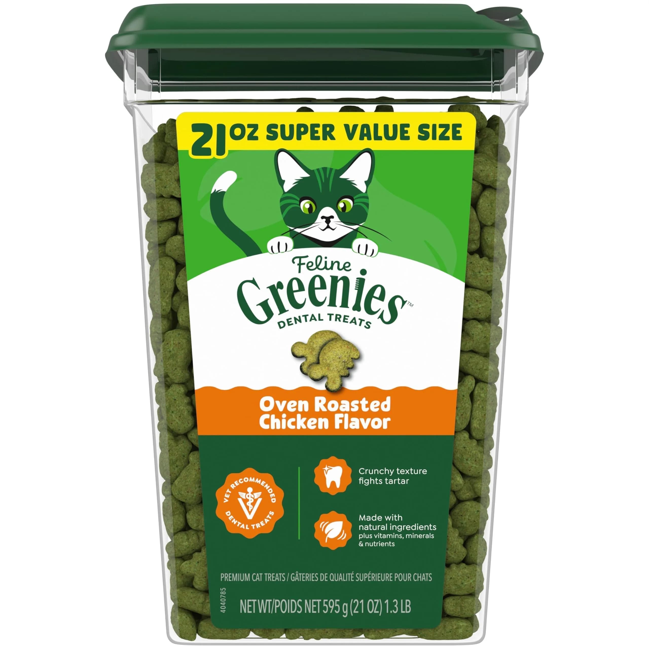 Greenies Feline Dental Cat Treats Roasted Chicken Flavor 21 oz (600g) | Veterinarian Recommended Oral Care - main product image