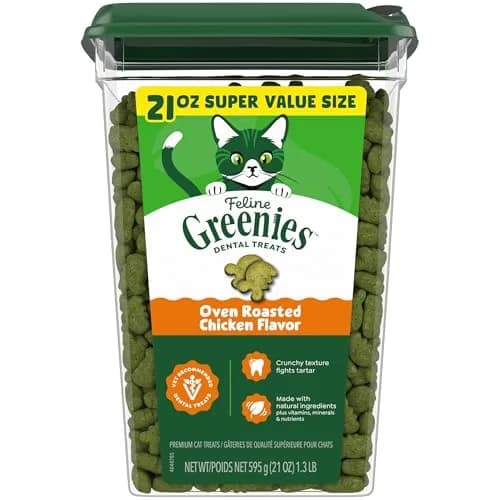 Greenies Feline Dental Cat Treats Roasted Chicken Flavor 21 oz (600g) | Veterinarian Recommended Oral Care thumbnail 1
