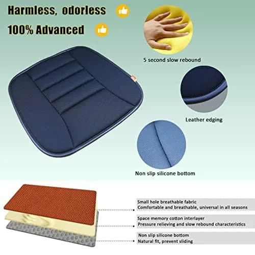 RaoRanDang Black Memory Foam Car Seat Cushion Pad | 54 cm x 46 cm x 3 cm thumbnail 4