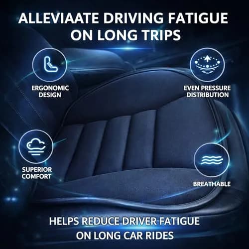 RaoRanDang Black Memory Foam Car Seat Cushion Pad | 54 cm x 46 cm x 3 cm thumbnail 2