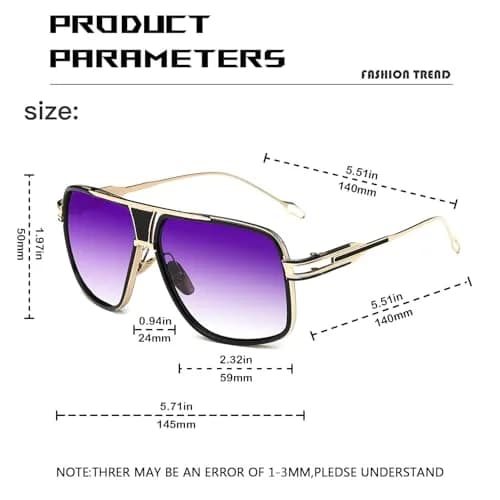GOBIGER Aviator Sunglasses for Men Retro Fashion Gold Oversized 70s Shades | UV400 Protection thumbnail 4